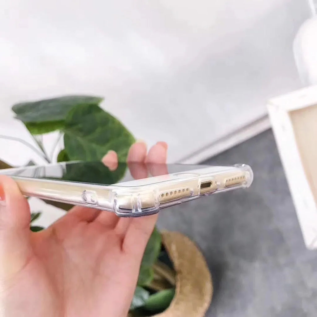 Mirror Phone Case in TPU material for iPhone protection, shown in multiple colours including black, blue, gold, rose gold, silver, and transparent.