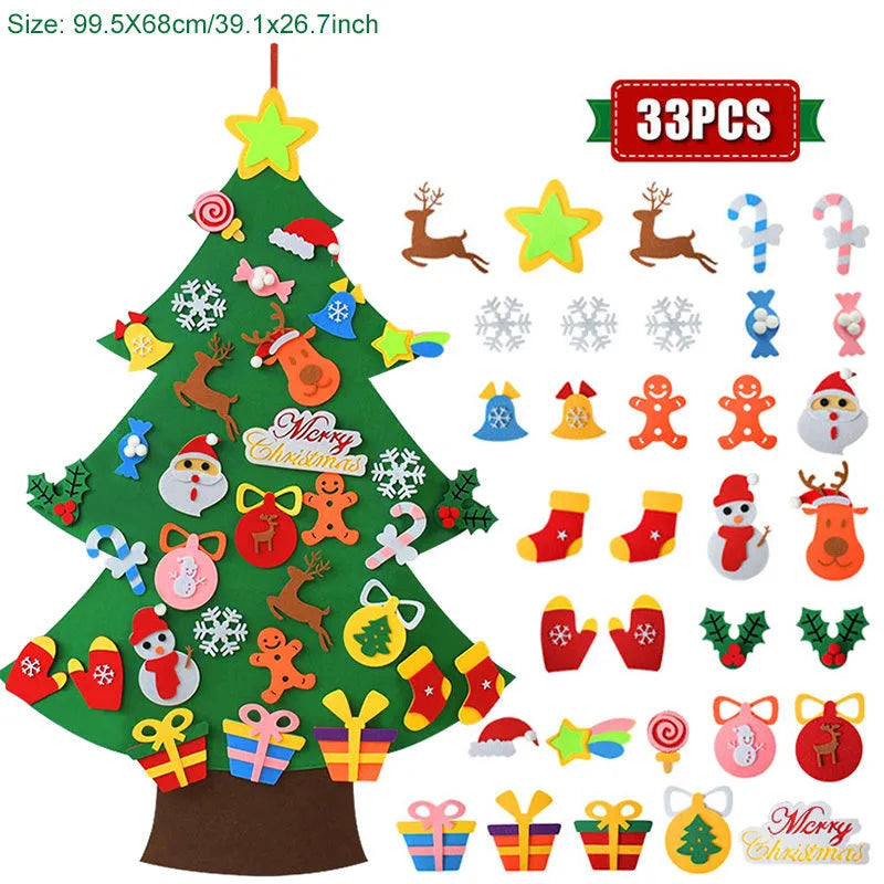 DIY felt Christmas tree ornaments for kids, 110cm felt fabric, sections A to I
