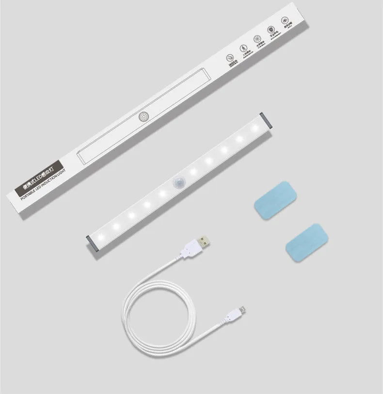 LED human body induction magnetic closet light with aluminium shell and USB charging port