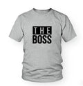 A loose-fit men's round neck t-shirt with a short sleeve and printed design, laid flat.