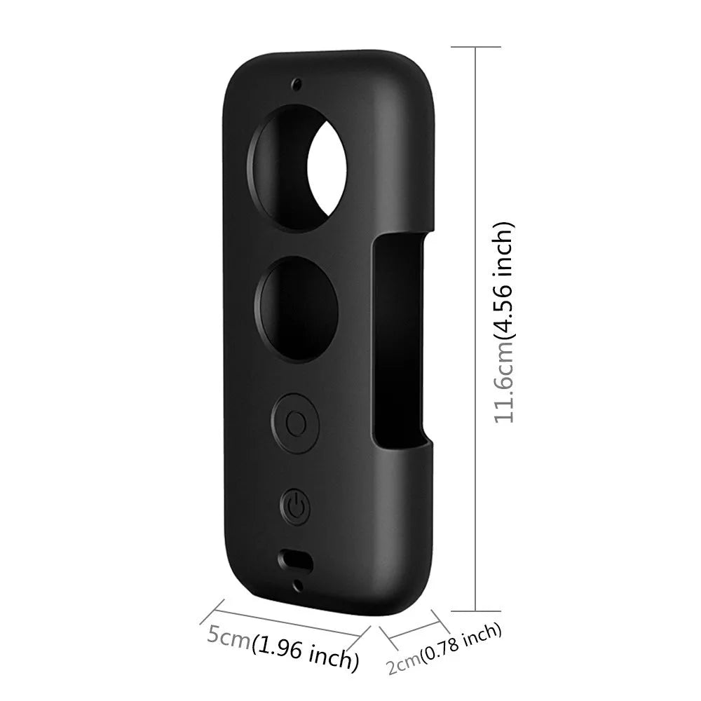 Insta360 One X silicone protective case in black and red colours showing precise camera cutouts
