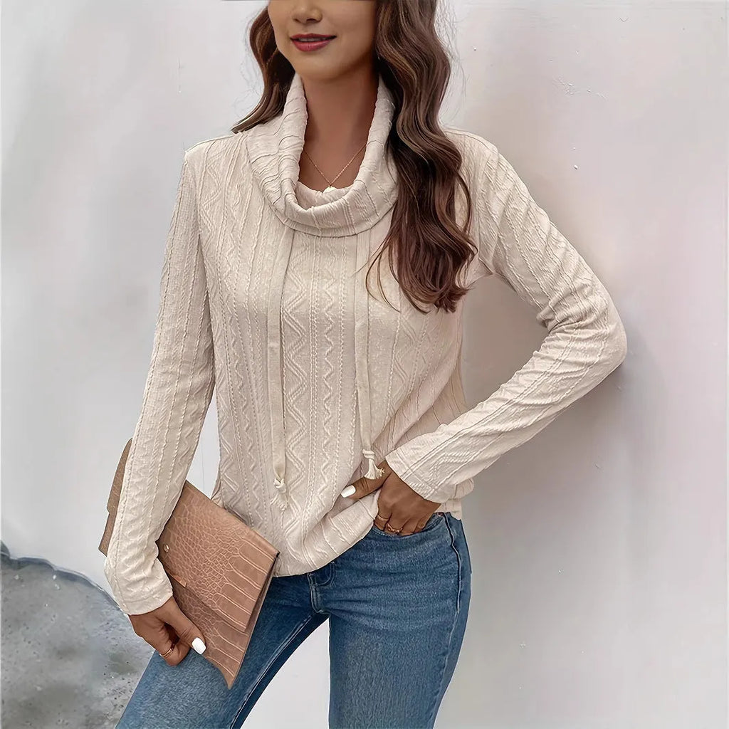 Apricot long sleeve hooded pullover sweater with drawstring, sizes S to XXL, solid colour pattern