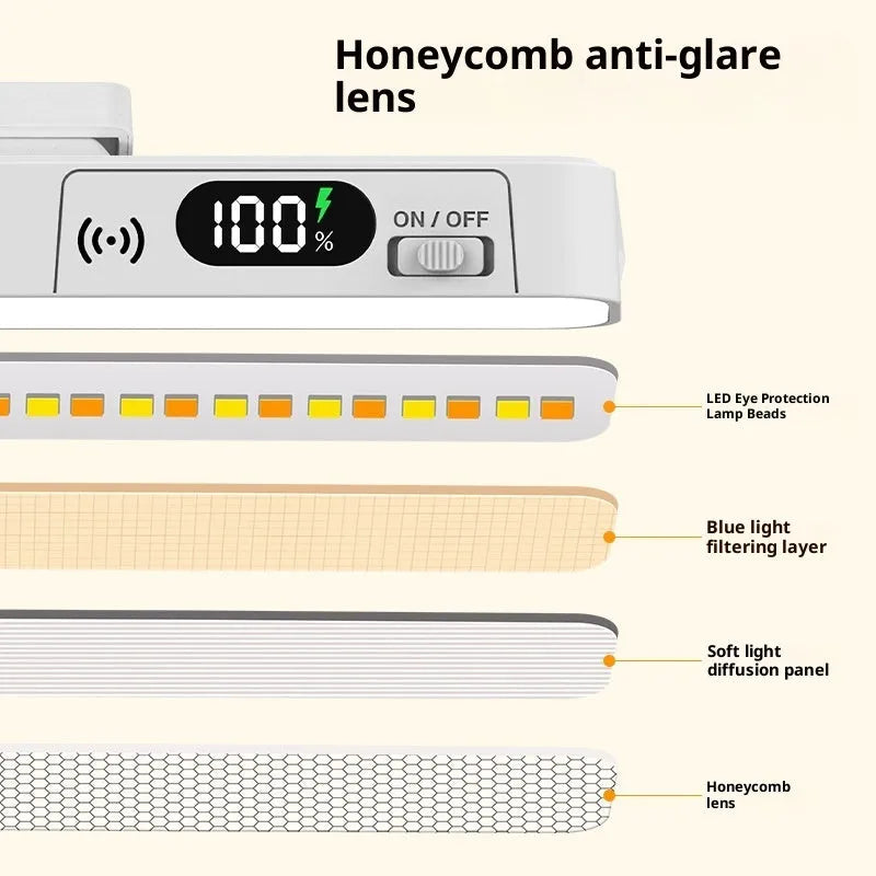 Magnetic rechargeable LED light bar with built-in lithium battery and touch remote control for dormitory desk use