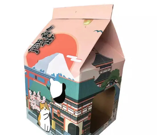Foldable corrugated paper cat scratching board in Nagoya colour for feline furniture protection