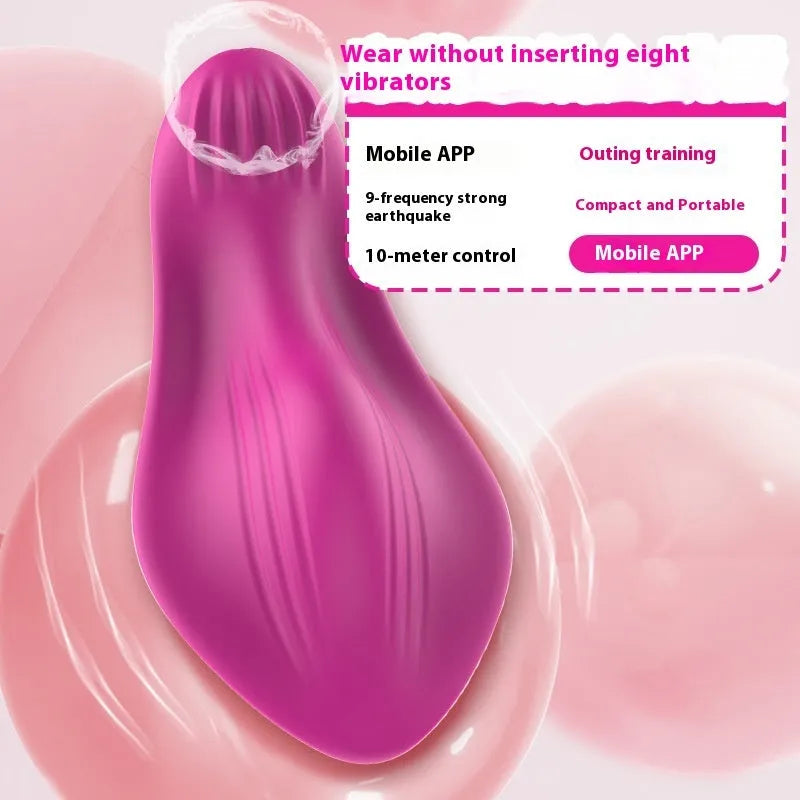Rose red silicone wearable female massager with butterfly design and USB charging cable