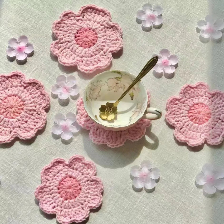 Hand-woven wool coasters with finished edges available in sets of 1, 2, or 6 pieces