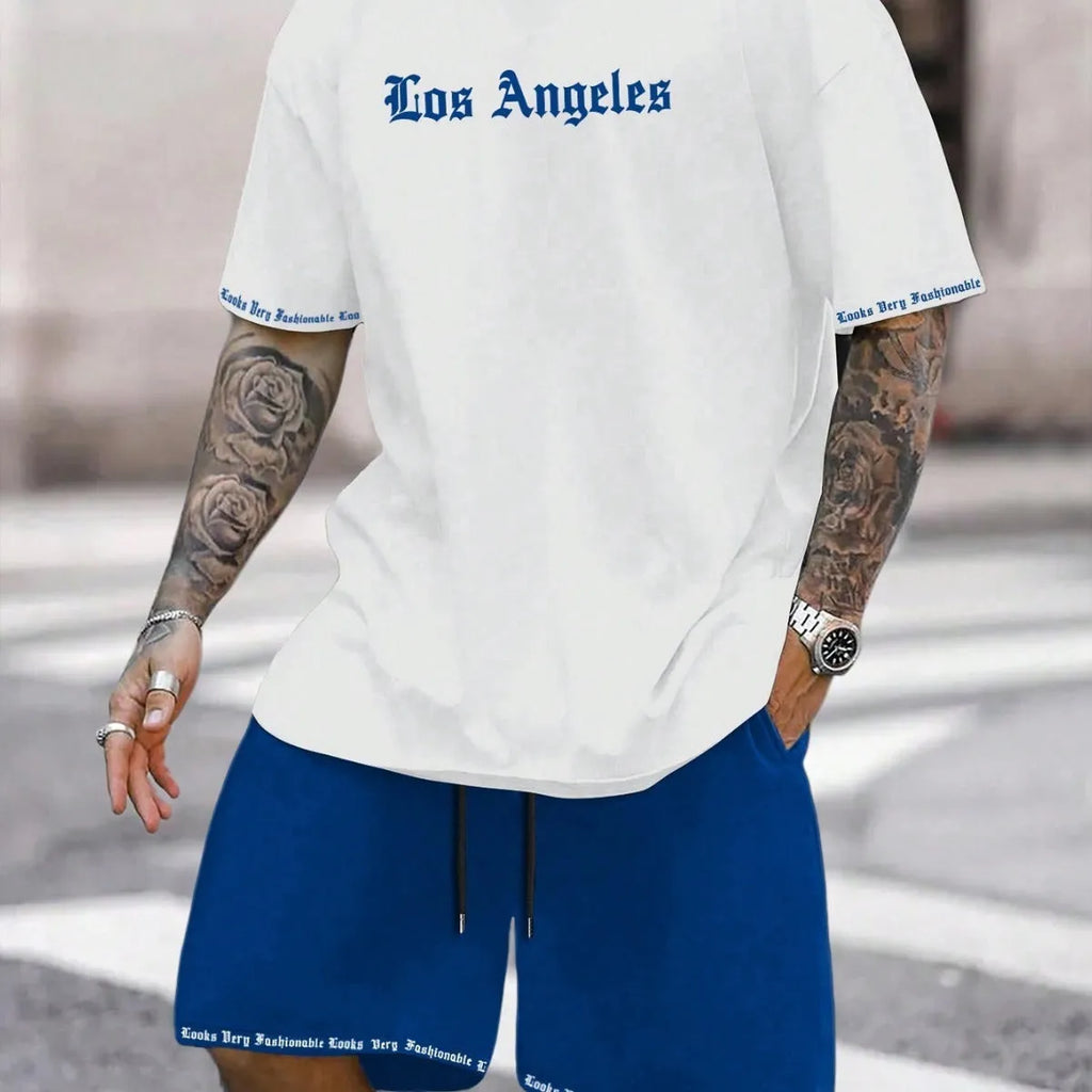Sports style short-sleeved top and shorts set in polyester blend fabric, available in multiple colours and sizes