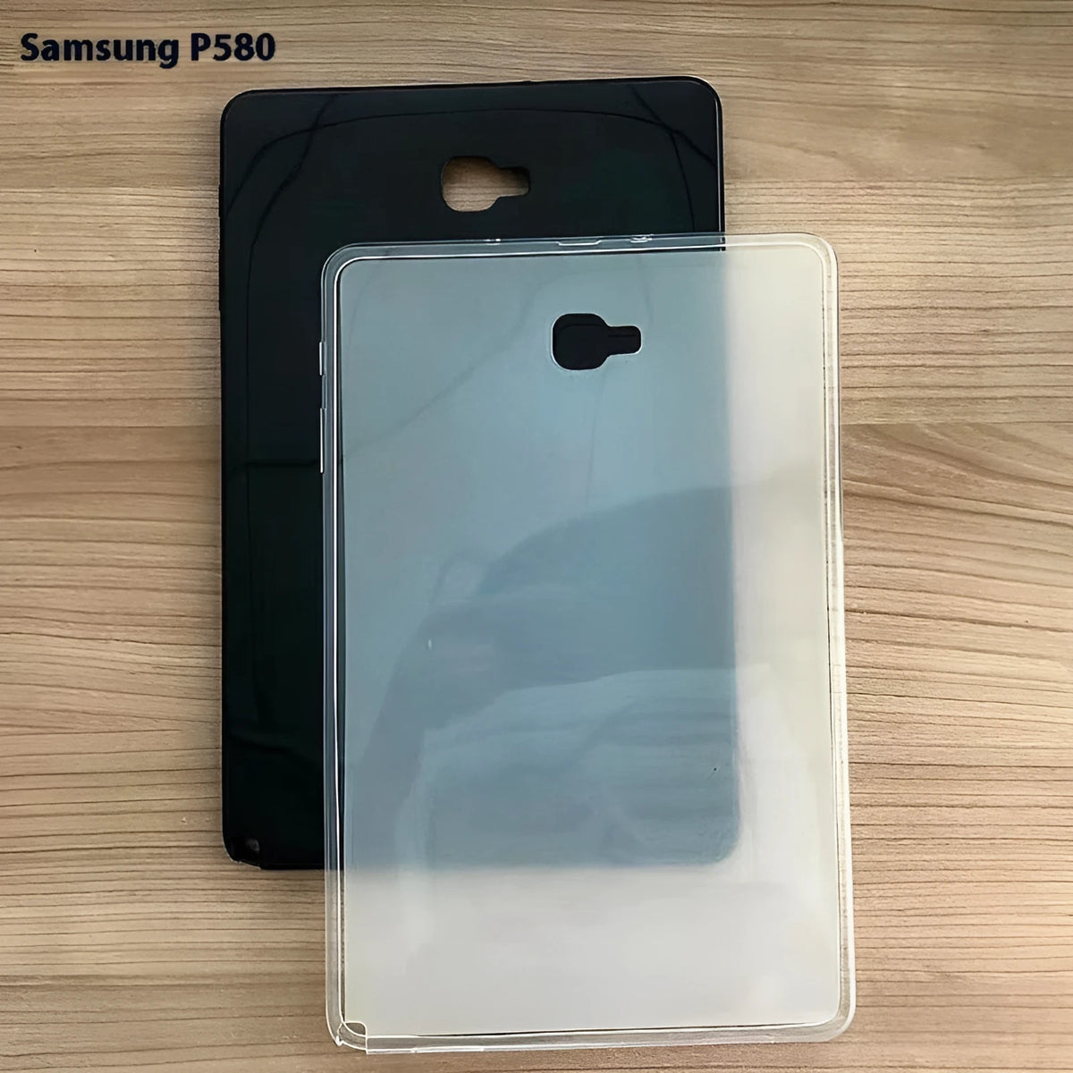 Samsung SM-P580 Tab A6 10-inch TPU protective case in transparent white or solid black, glossy back cover