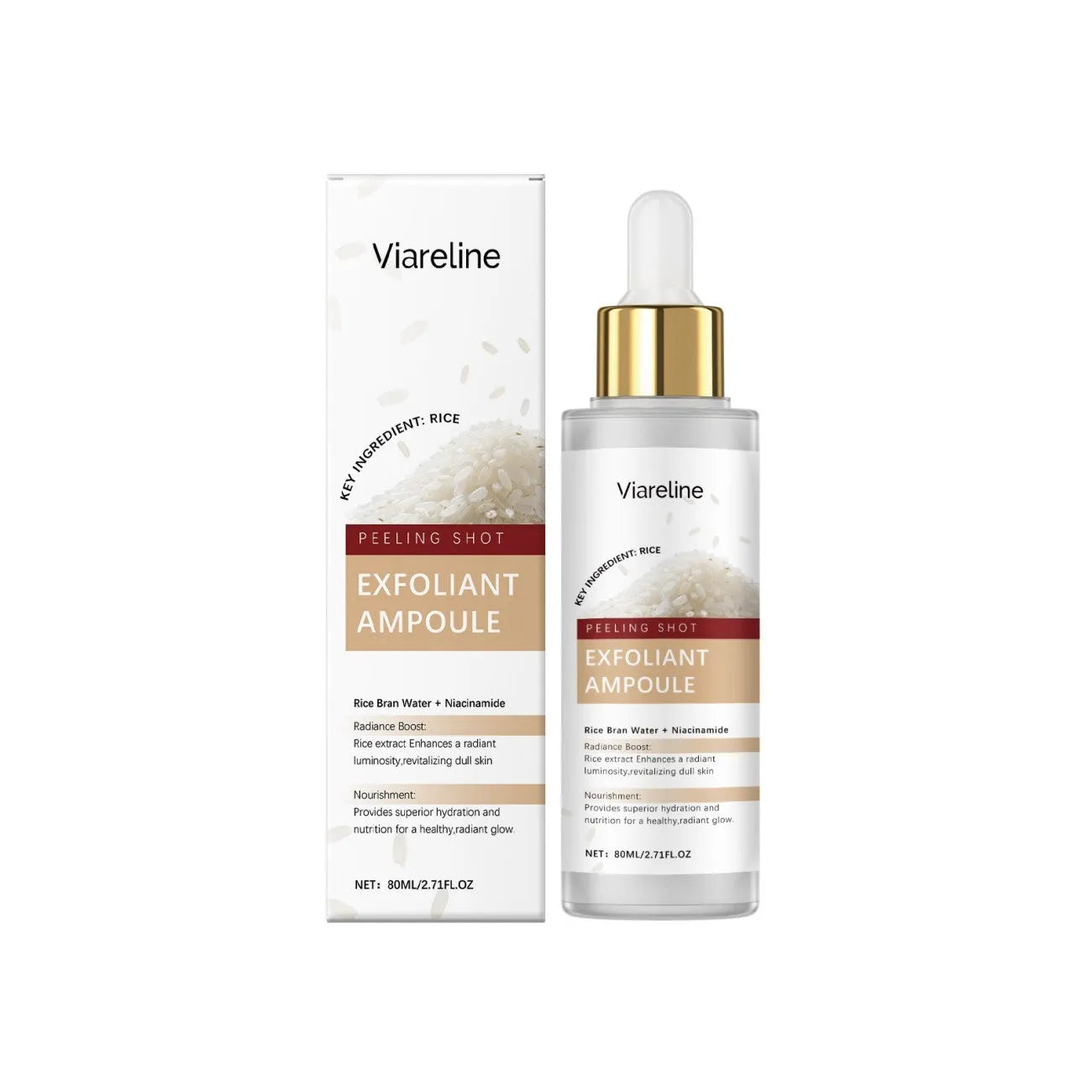 80ml bottle of facial exfoliating liquid with hyaluronic acid and salicylic acid formula