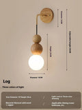 Suspension wire wall lamp in wood and copper with tri-colour bulb
