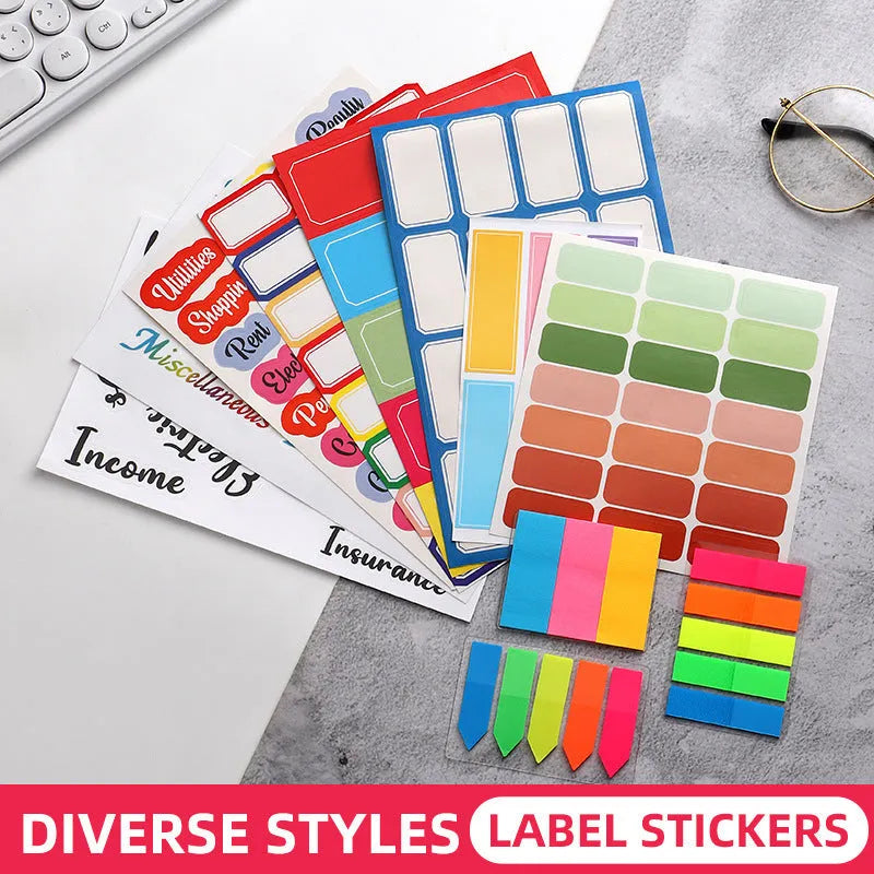 A6 adhesive organisation stickers with 16-grid layout divided into four colour sections for planning