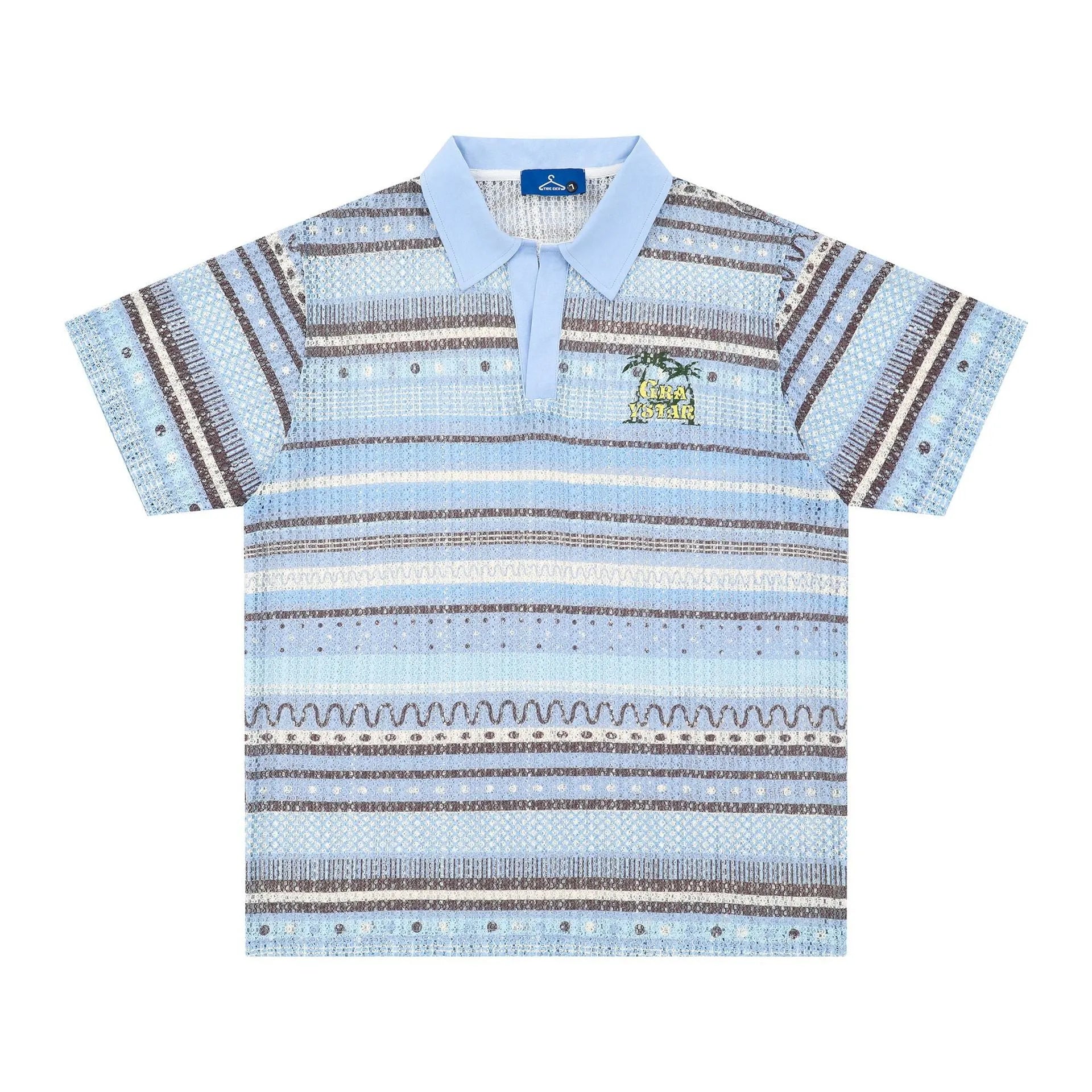 Men's printed casual shirt with loose fit and short sleeves in yellow or blue