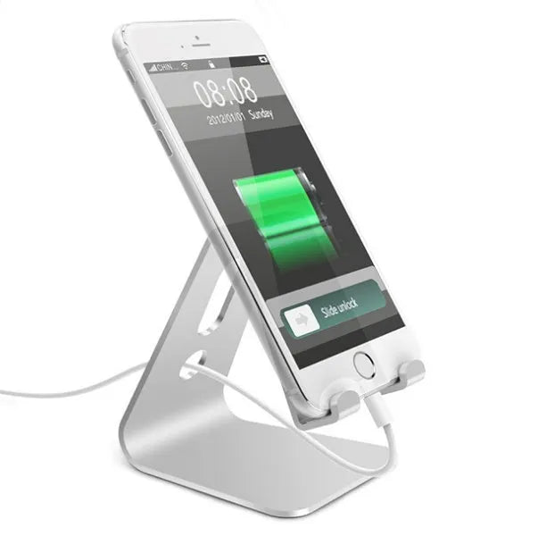 Aluminium alloy universal phone and tablet stand in black, red, rose gold, and silver colours