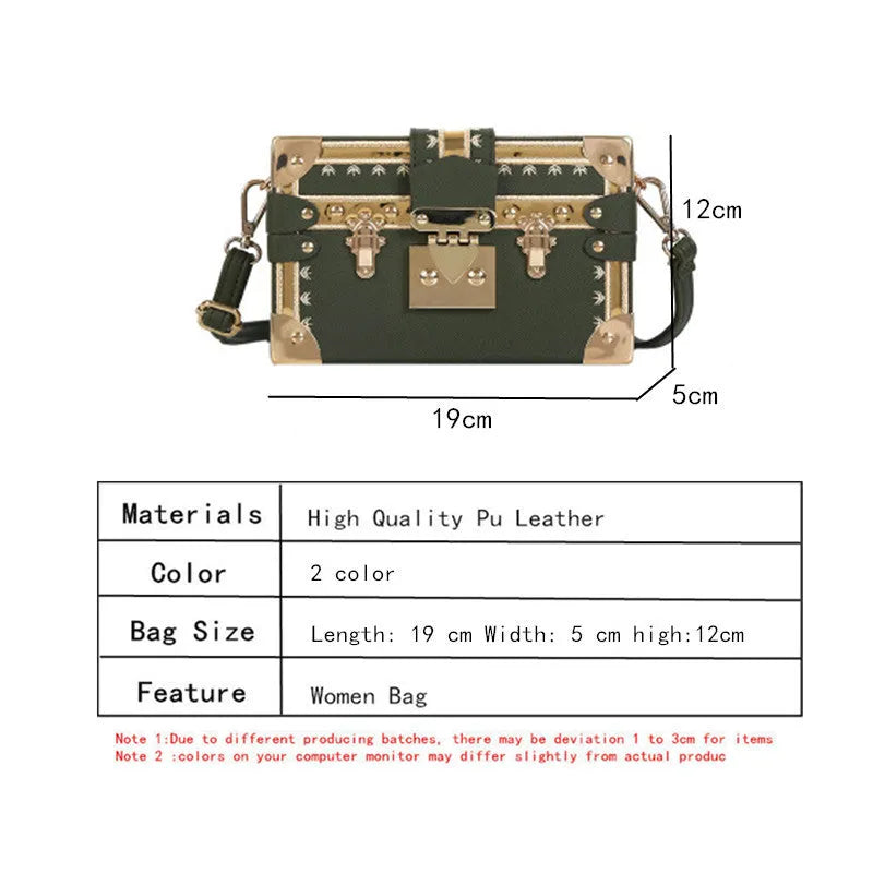 Women's hard PU shoulder bag with flap closure and single strap in black or green, showing rivet decoration