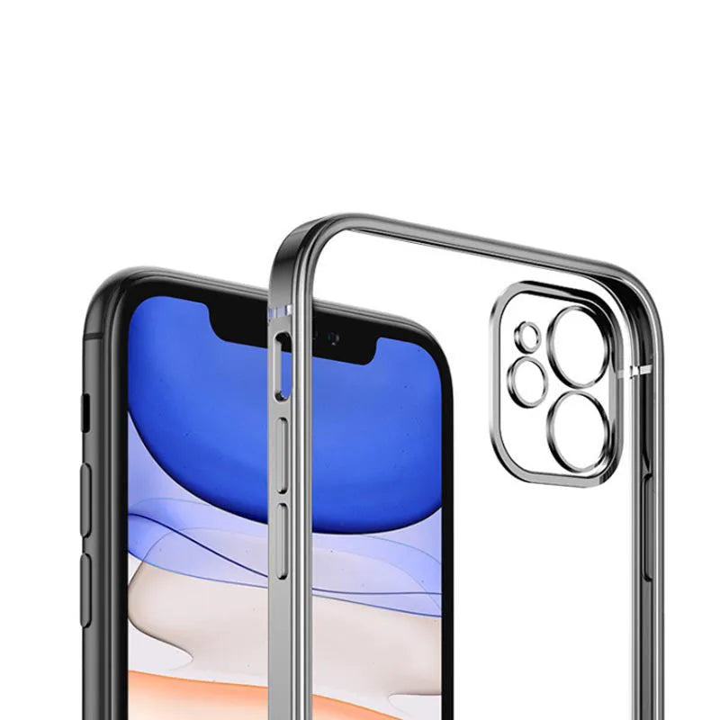 Electroplated silicone protective back cover for magnetic phone case in multiple colours for iPhone 11-13.