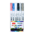 Acrylic graffiti marker pen with 0.7mm tip and six colourful refills in a plastic box.