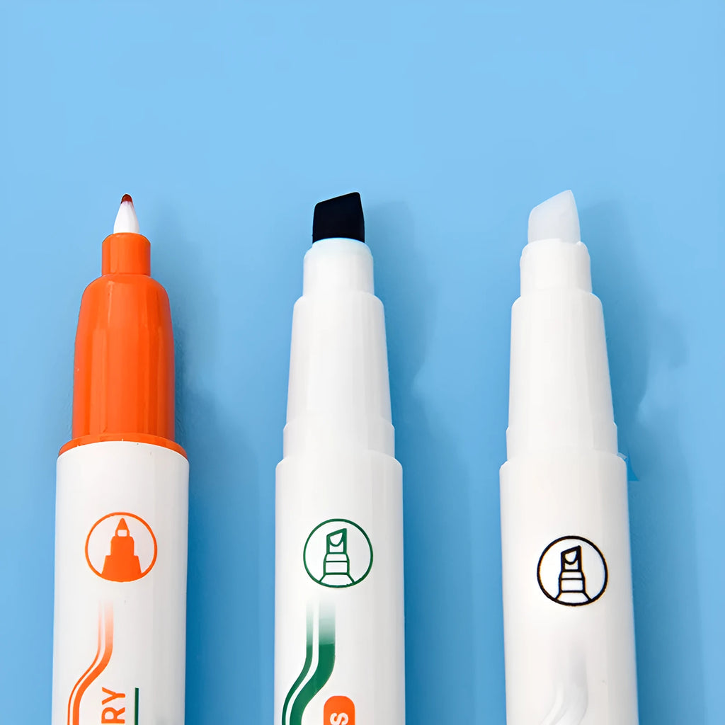 Green erasable highlighter pen and eraser set on a card, plastic oblique tip.