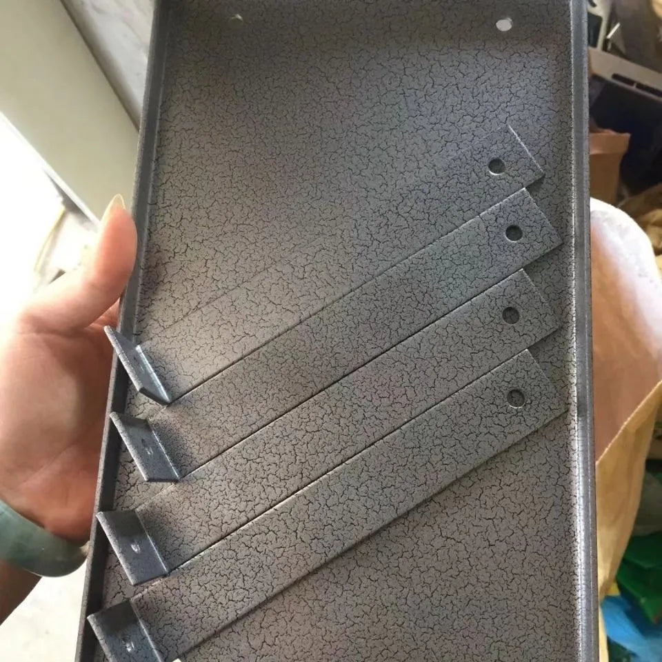 Black iron flip chip bracket for electric planers, 285mm length with inverted design for wood chip management