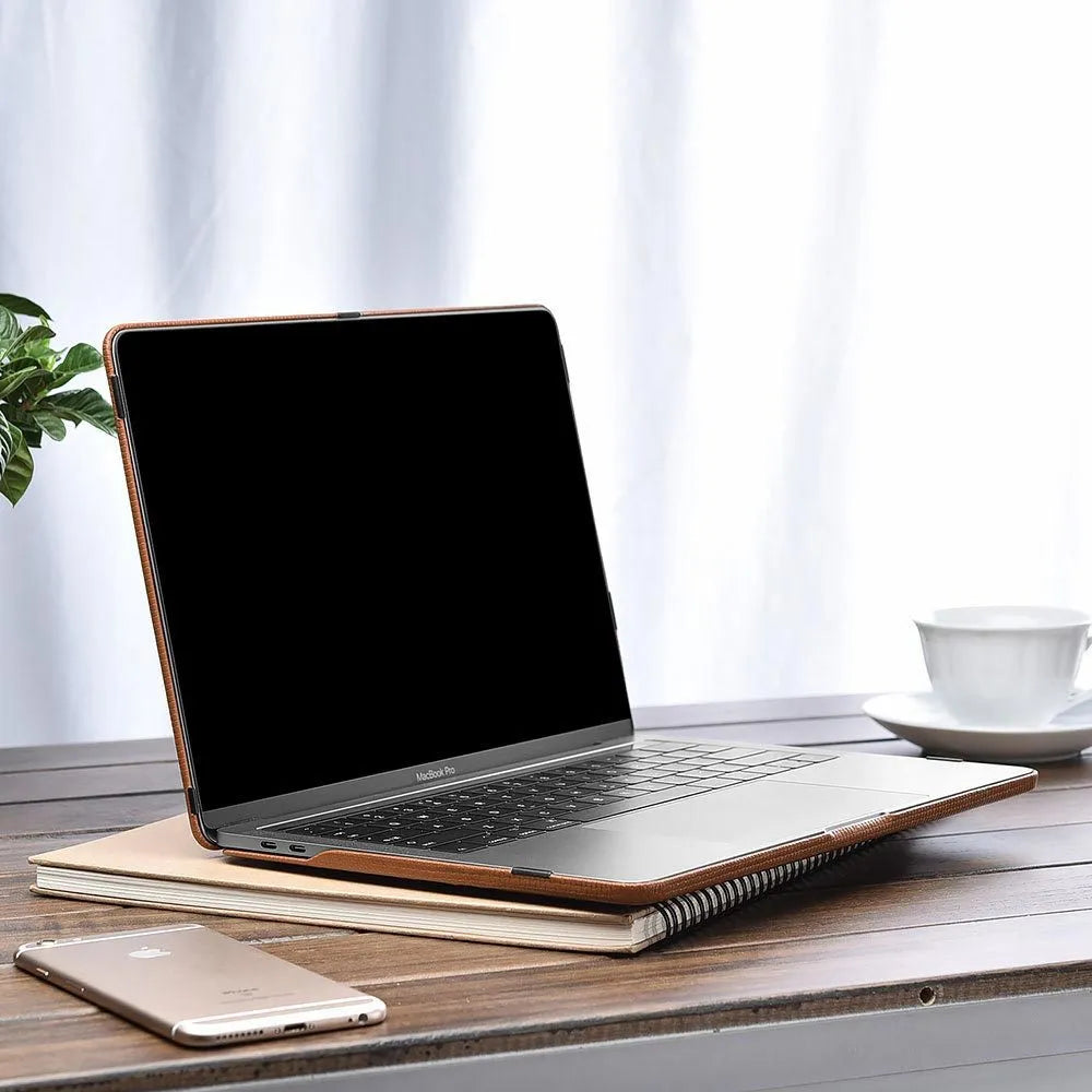 Ultra-thin first layer cowhide leather sleeve for Apple MacBook Pro and Air in black or brown