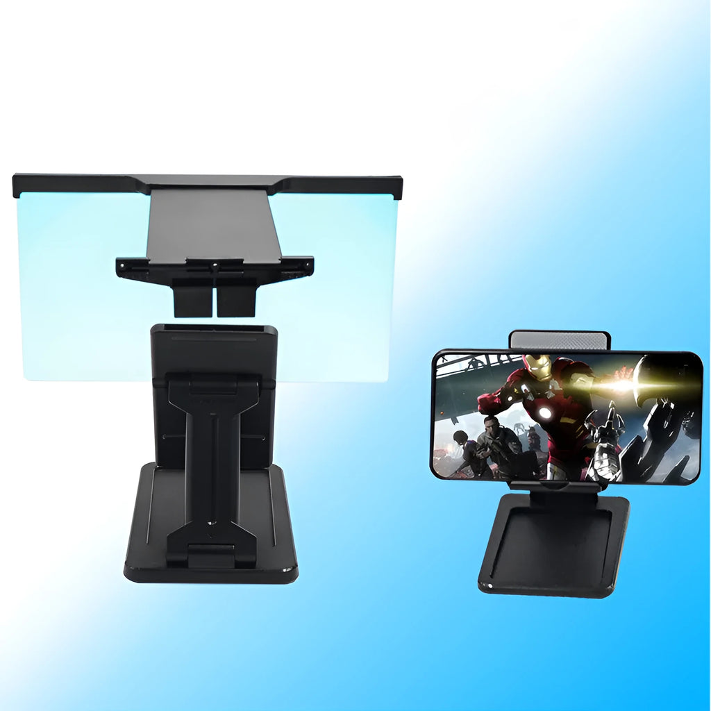 Black L20 split mobile phone screen magnifier with 12-inch display and foldable bracket