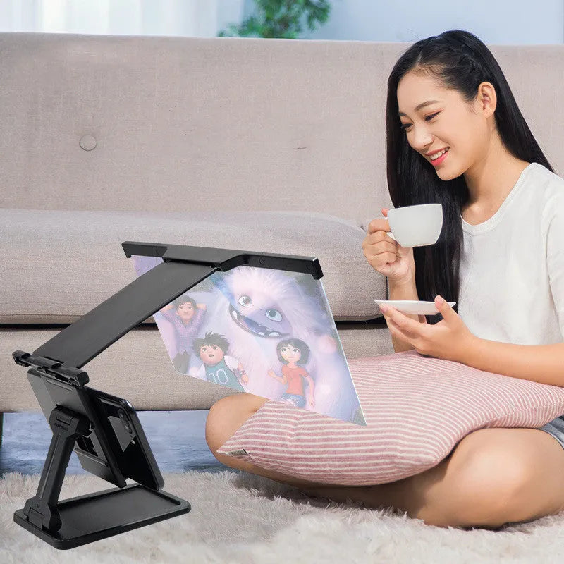 Black L20 split mobile phone screen magnifier with 12-inch display and foldable bracket