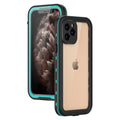 FREDPEPPER IP68 waterproof shockproof case for iPhone in black, blue, and red.