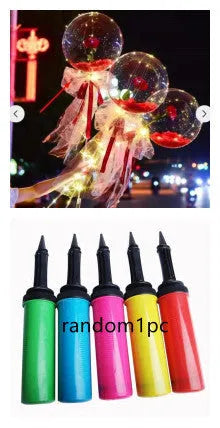 LED luminous balloon rose bouquet with transparent bobo ball design, artificial flowers, and LED lights for DIY Valentine's Day decorations