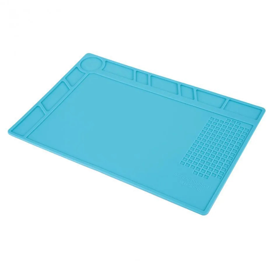 Blue silicone watch repair mat for anti-slip protection on work desks