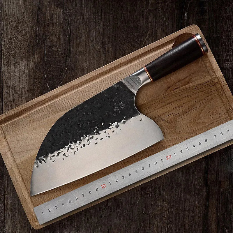 High chromium steel kitchen knife with ebony wood handle for cutting meat and bone