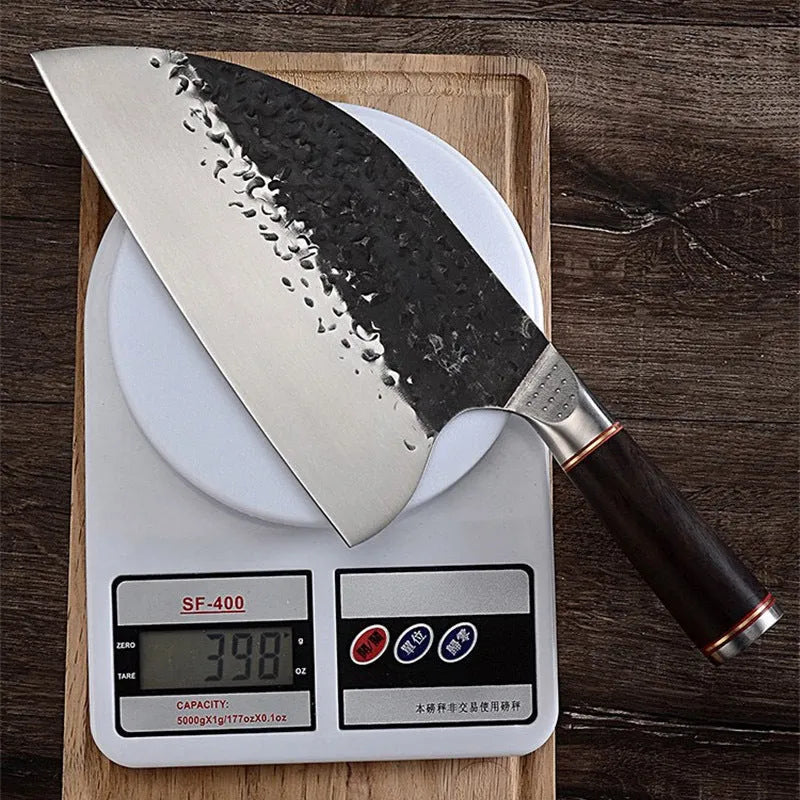 High chromium steel kitchen knife with ebony wood handle for cutting meat and bone
