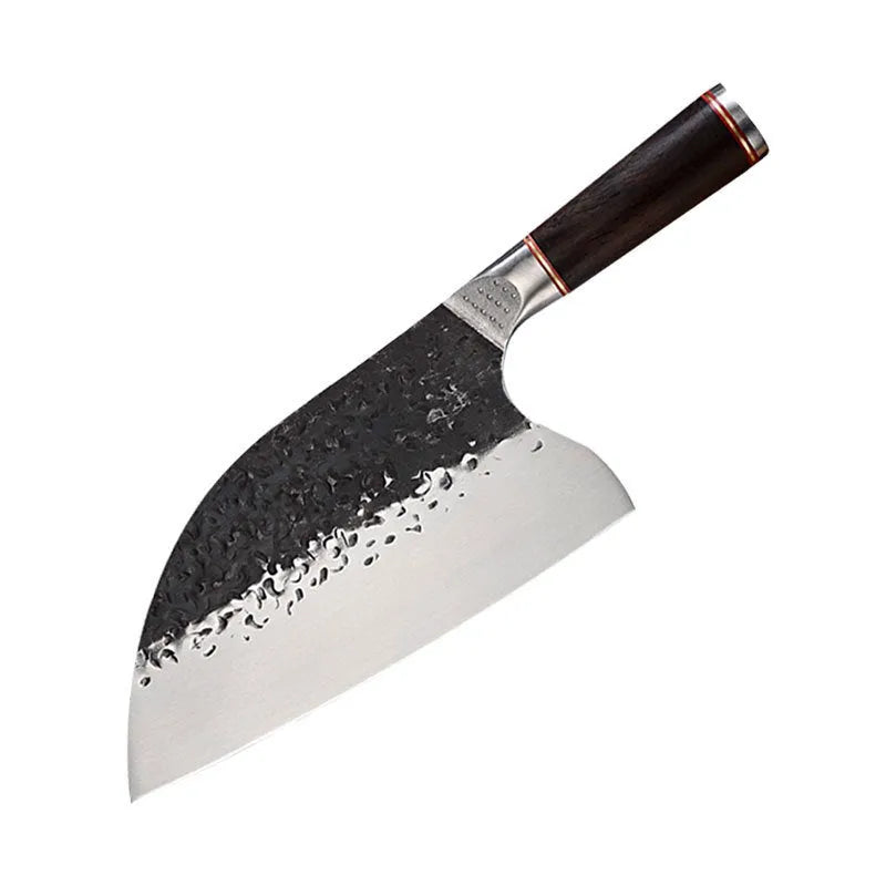 High chromium steel kitchen knife with ebony wood handle for cutting meat and bone