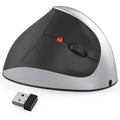 Black vertical rechargeable wireless mouse, 2400dpi optical sensor, six gears, 2.4GHz USB, 10.4 x 7.3 x 6cm