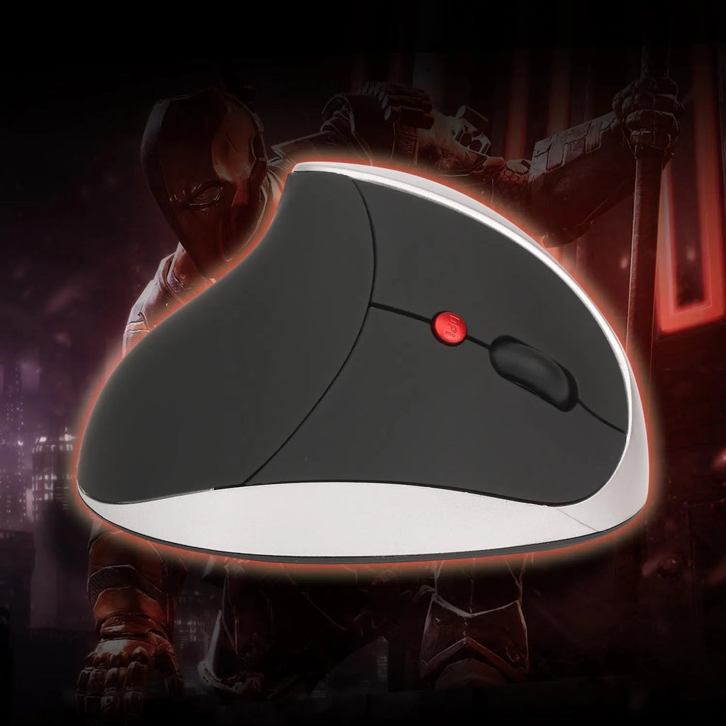 Black vertical rechargeable wireless mouse, 2400dpi optical sensor, six gears, 2.4GHz USB, 10.4 x 7.3 x 6cm