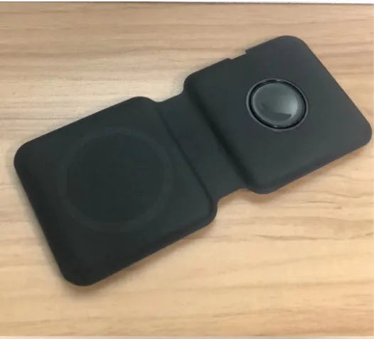 White 2 in 1 magnetic wireless charger with foldable stand charging two phones simultaneously