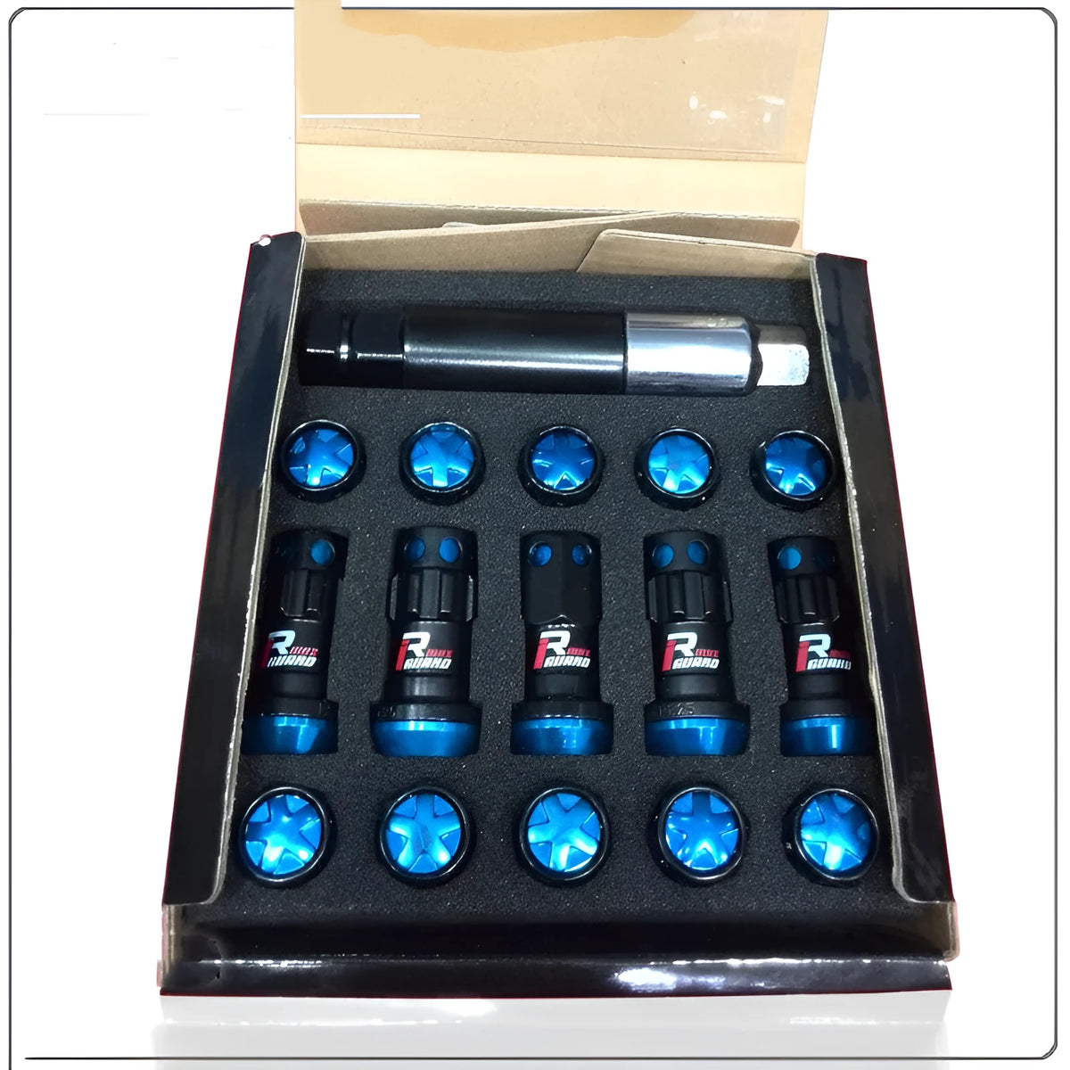 Germany Meirui n088 anti theft wheel nut set with 16 six-angle nuts, 4 spline nuts, and two sleeves
