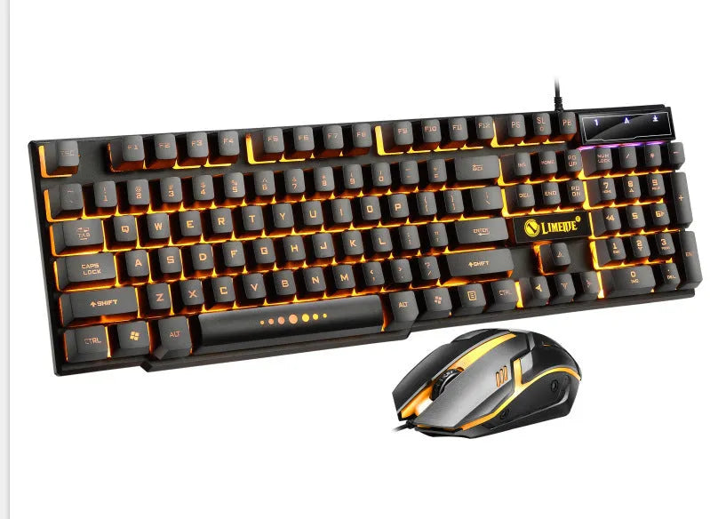 Limei Gtx300 gaming keyboard and mouse set with backlit keys in black and orange colour option