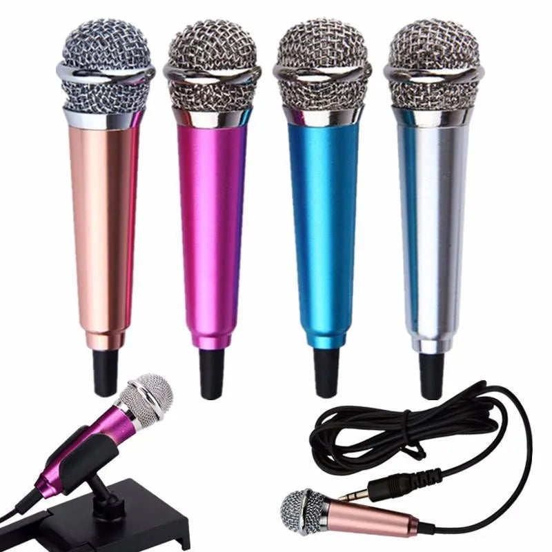 T3 mini condenser microphone with 3.5mm plug for Android phones in blue, gold, red, silver colours