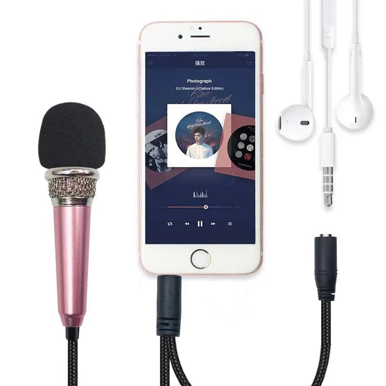 T3 mini condenser microphone with 3.5mm plug for Android phones in blue, gold, red, silver colours
