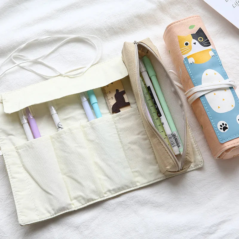 Korean cartoon cat pencil case with medium soft construction in multiple colour variations