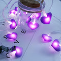 Pink and purple love heart fairy string lights with battery pack for bedroom and event decoration
