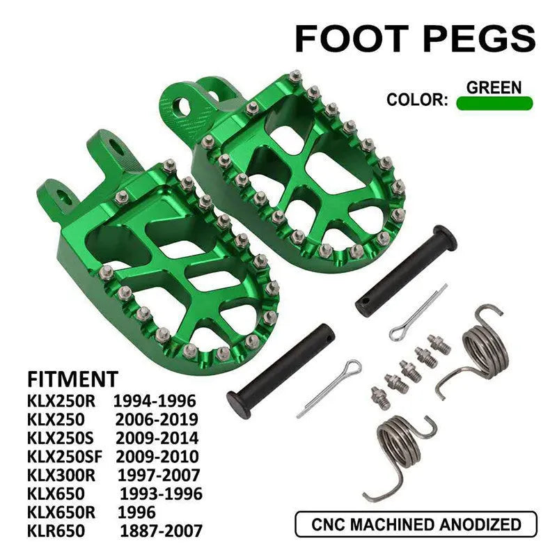 CNC aluminium off-road motorcycle pedal for Honda and Kawasaki, XR pedal 204, in black, green or red