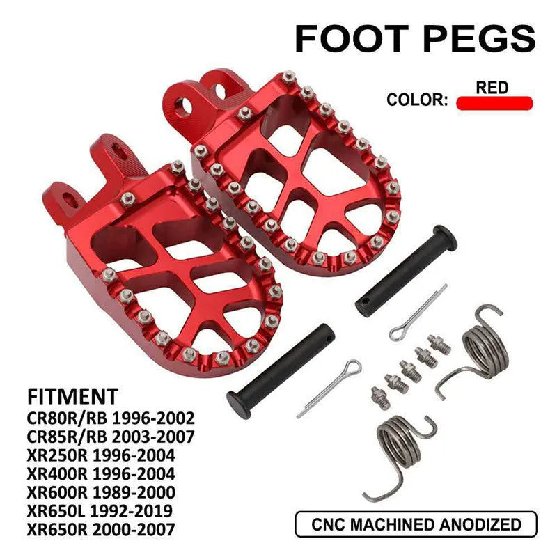 CNC aluminium off-road motorcycle pedal for Honda and Kawasaki, XR pedal 204, in black, green or red