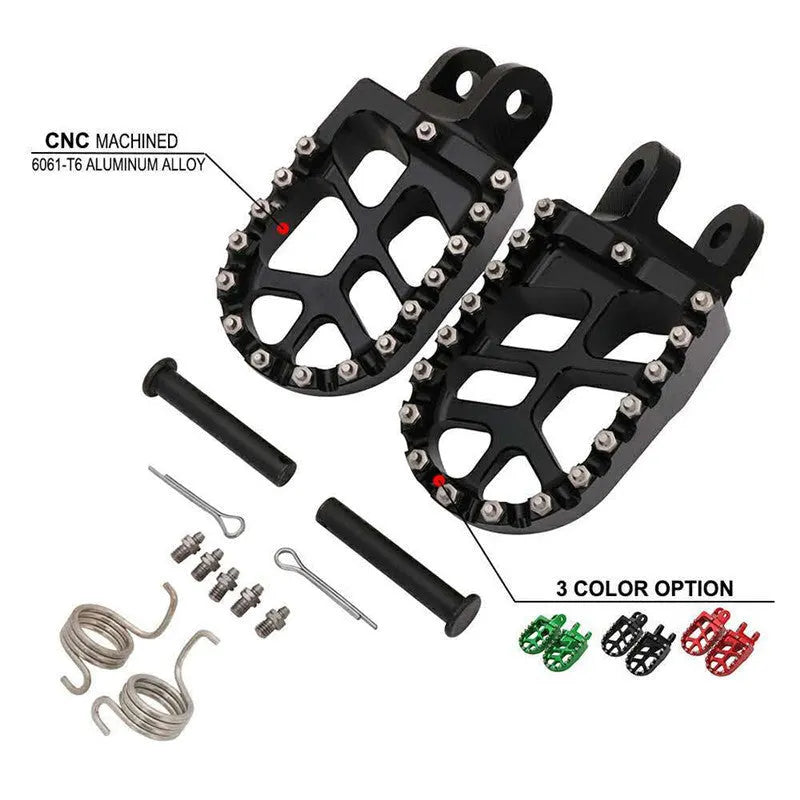 CNC aluminium off-road motorcycle pedal for Honda and Kawasaki, XR pedal 204, in black, green or red