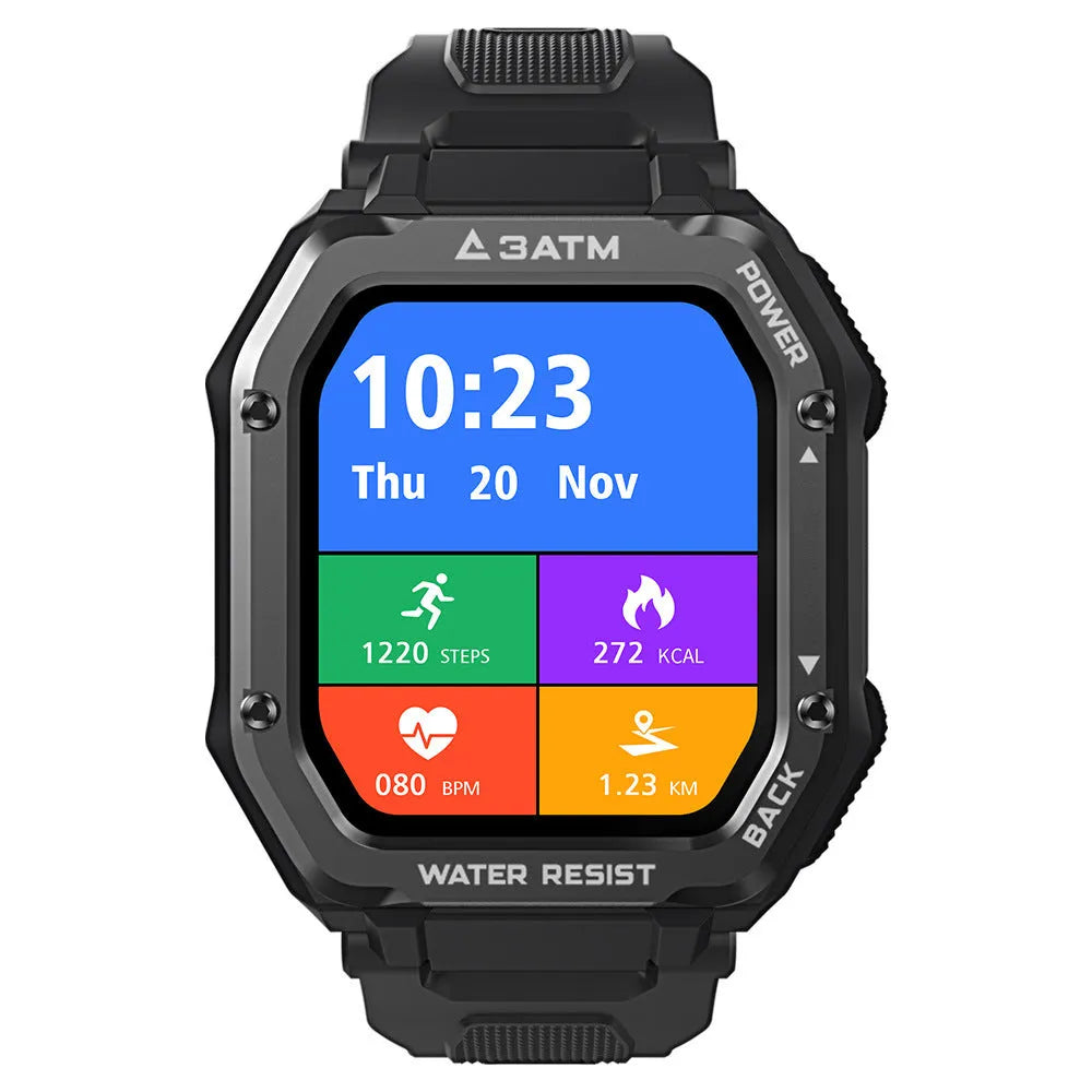 Outdoor Sports Rugged Smart Watch with 1.69-inch screen in Army Green colour on wrist