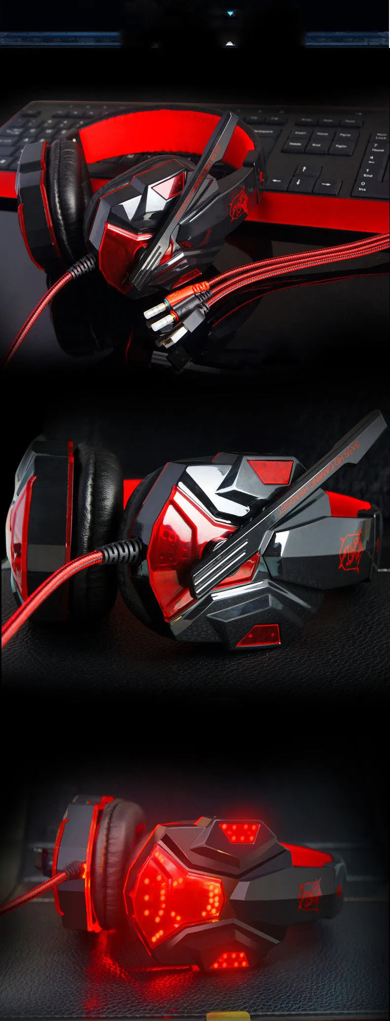 PC780 desktop gaming headset with microphone in black and blue colour with head-mounted design