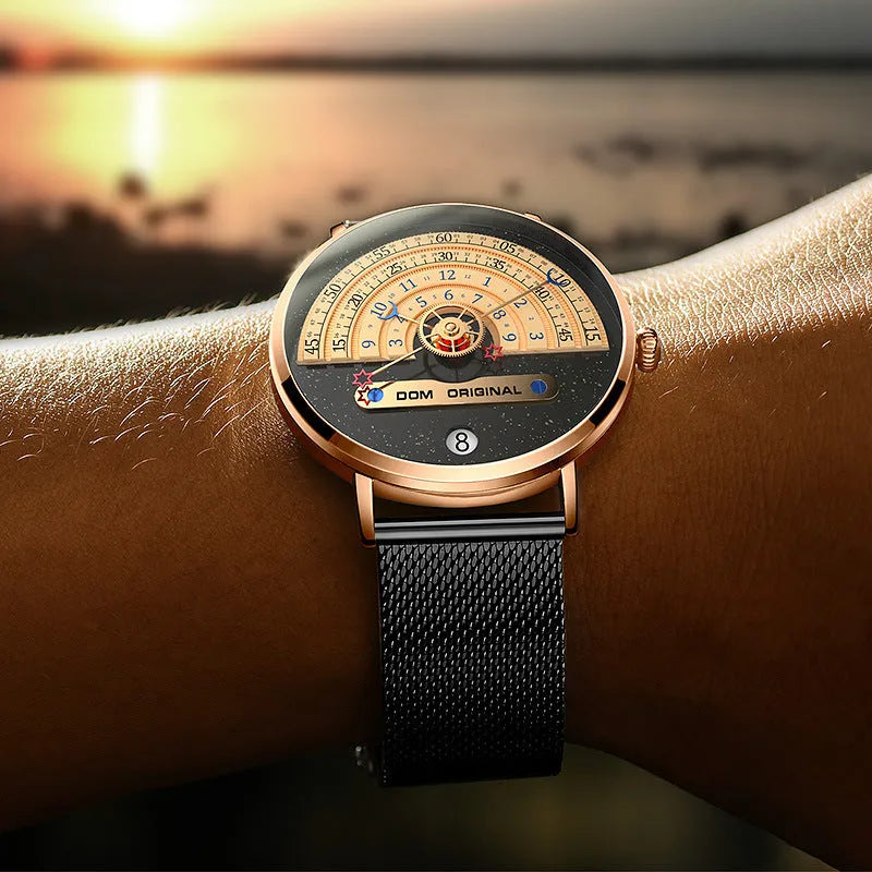 Men's gold or silver wristwatch with 40mm dial, alloy case, and water resistance