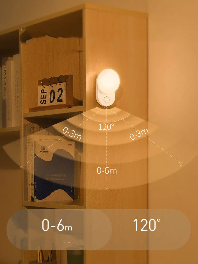 White Baseus rechargeable sensor night light with motion detection and 1200mAh battery for bedroom use