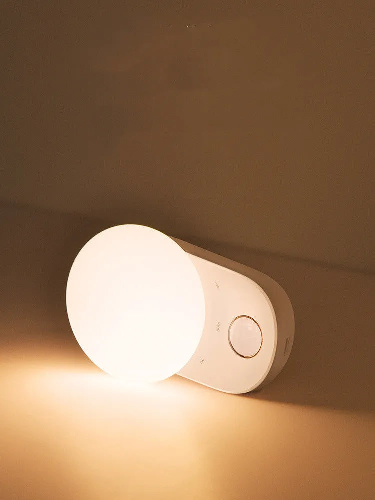 White Baseus rechargeable sensor night light with motion detection and 1200mAh battery for bedroom use