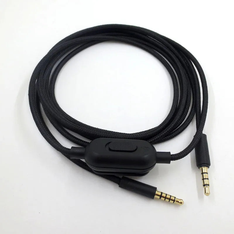 Black universal audio cable with 3.5mm connector for gaming headsets and digital devices