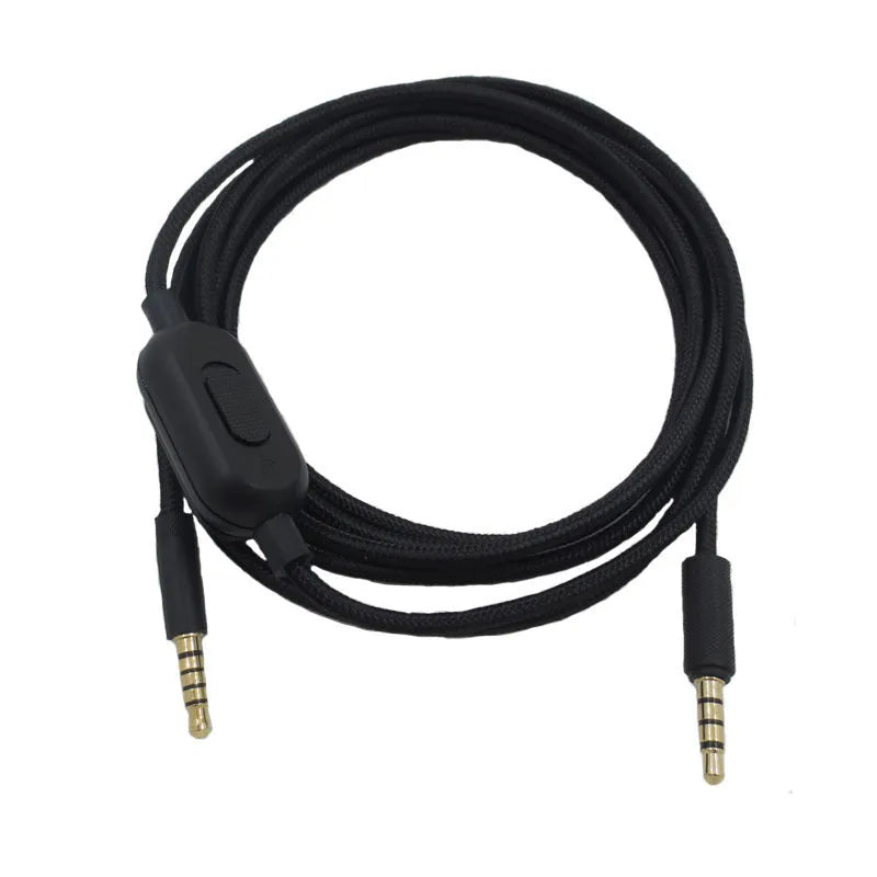 Black universal audio cable with 3.5mm connector for gaming headsets and digital devices